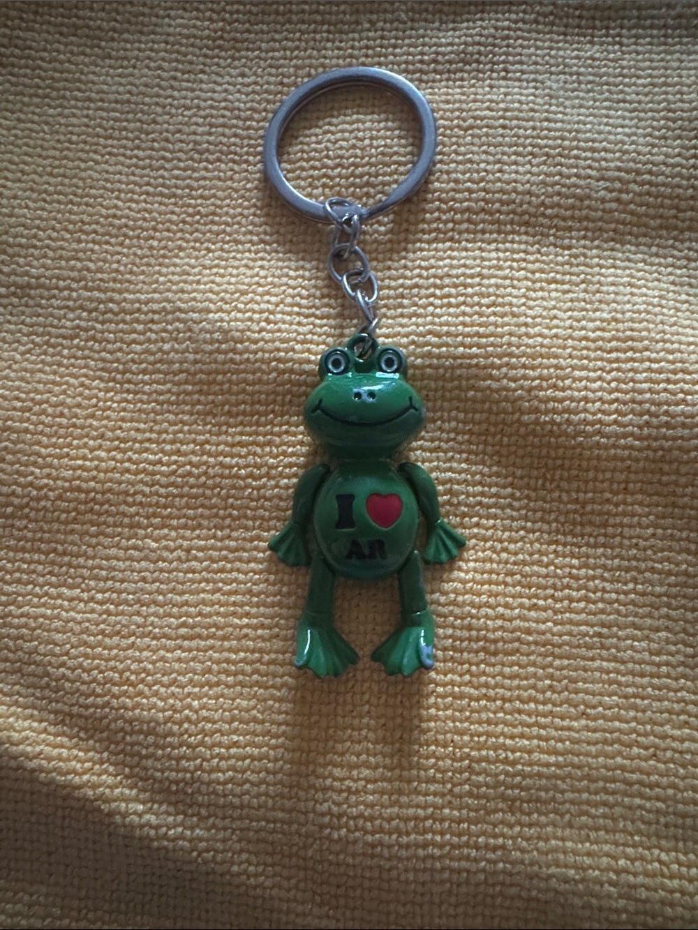 Green Frog Keychain with Red Heart Accent